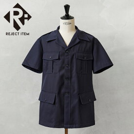 リジェクト 訳あり品 実物 新品 デッドストック フランス軍 ショートスリーブ 4ポケット サファリシャツ NAVY【クーポン対象外】【I】