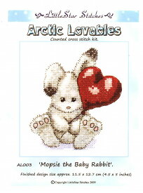 クロスステッチ・キット/Arctic Lavables ハート・ラビットちゃん/14CT/出来上がりサイズ タテ12.7cm x ヨコ11.5cm