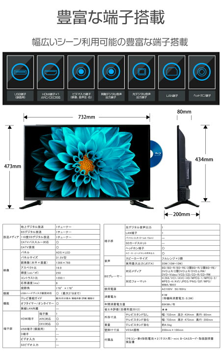 取引完了 32インチ 地上 BS CS 3波対応 液晶 地デジ テレビ 録画対応 新品