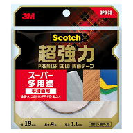 両面テープ スコッチ 超強力両面テープ プレミアゴールド スーパー多用途 平滑面用 幅19mm×長さ4m×厚み…