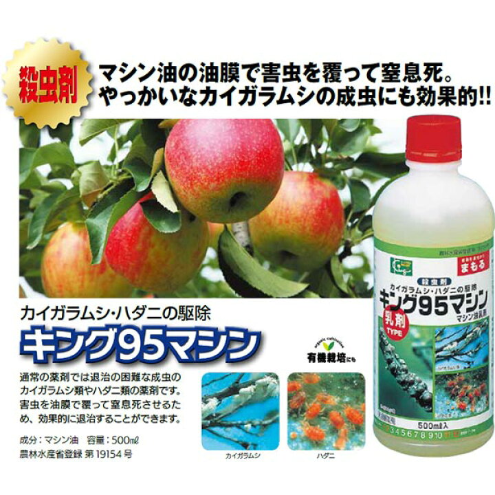 楽天市場 キング95マシン 500ml キング園芸 カイガラムシ ハダニの駆除 乳剤タイプ 殺虫剤 ワイズライフ