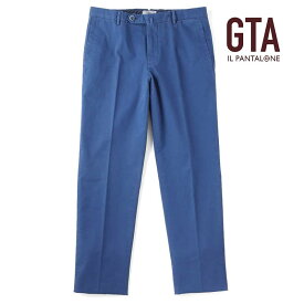 【50%OFF】GTA / ジーティーアー｜製品染めコットンストレッチギャバジンノープリーツパンツ(800G JP)｜（ブルー）｜ 秋冬 ボトムス スラックス チノパン 無地 メンズ イタリア アウトレット 小さいサイズ