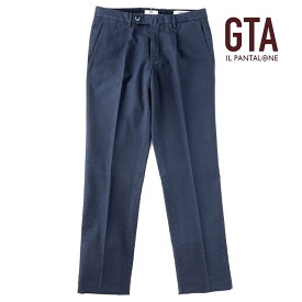 【50%OFF】GTA / ジーティーアー｜製品洗いコットンナイロンジャカード千鳥格子柄1プリーツパンツ(811 JP)｜（ブルー×ブラック）｜ 秋冬 ボトムス スラックス チノパン メンズ イタリア アウトレット