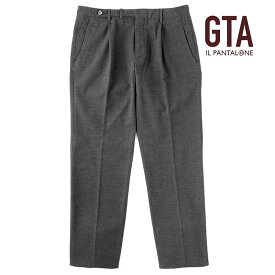 【50%OFF】GTA / ジーティーアー｜製品洗いコットンポリエステルストレッチジャカード千鳥格子柄1プリーツパンツ(BYRON L)｜（ブラック×グレー）｜ 秋冬 ボトムス スラックス チノパン メンズ イタリア アウトレット