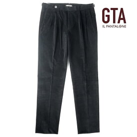 【50%OFF】GTA / ジーティーアー｜コットンレーヨンストレッチモールスキンサイドアジャスター付2プリーツパンツ(HERRICK)｜（ブラック）｜ 秋冬 ボトムス スラックス メンズ イタリア アウトレット