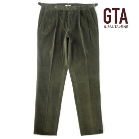 【50%OFF】GTA / ジーティーアー｜コットンレーヨンストレッチモールスキンサイドアジャスター付2プリーツパンツ(HERRICK)｜（オリーブ）｜ 秋冬 ボトムス スラックス メンズ イタリア アウトレット