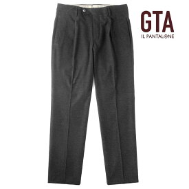 【50%OFF】GTA / ジーティーアーポリエステルレーヨンストレッチフランネル1プリーツパンツ（JACOPO）（チャコールグレー）/ 秋冬 ボトムス スラックス メンズ イタリア アウトレット