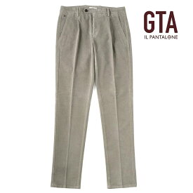 【50%OFF】GTA / ジーティーアー｜製品染めコットンストレッチ細畝コーデュロイ1プリーツパンツ(NIKKO 01)｜（グレージュ）｜ 秋冬 ボトムス スラックス コーデュロイパンツ 無地 メンズ イタリア アウトレット