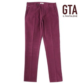 【50%OFF】GTA / ジーティーアー｜製品染めコットンストレッチ細畝コーデュロイノープリーツパンツ(NIKKO)｜（ダークベリー）｜ 秋冬 ボトムス スラックス コーデュロイパンツ 無地 メンズ イタリア アウトレット