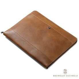 BRUNELLO CUCINELLI / ブルネロクチネリ｜グレインカーフスキンドキュメントホルダー｜（ブラウン）｜ 鞄 革 クラッチバッグ ビジネスバッグ レザーバッグ メンズ イタリア アウトレット