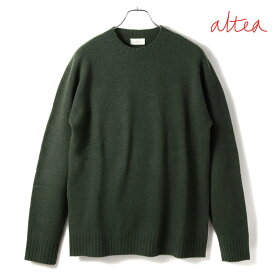 【50%OFF】altea / アルテア｜ウールカシミヤミドルゲージシームレスクルーネックニット(2161211)｜（モスグリーン）｜ 秋冬 ミドルゲージニット カシミア ヴァージンウール ホールガーメント メンズ イタリア アウトレット