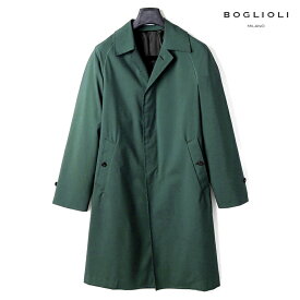 【60%OFF】BOGLIOLI / ボリオリ｜強撚ウールボンディングバルカラーコート｜（フォレストグリーン）｜ 秋冬 ステンカラーコート ロングコート アウター ビジネス メンズ イタリア アウトレット