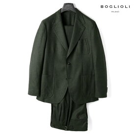 【60%OFF】BOGLIOLI / ボリオリ｜ウールウーステッドフランネル2Bスーツ｜（オリーブグリーン）｜ 秋冬 スーツ フラノスーツ セットアップ メンズ イタリア アウトレット