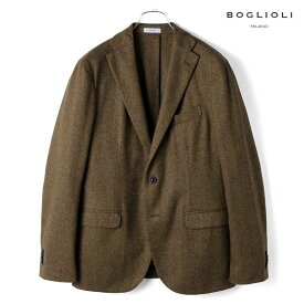 【60%OFF】BOGLIOLI / ボリオリ｜製品染めウールヘリンボーンライトツイード2Bジャケット(K.JACKET)｜（ブラウン×ブラック）｜ 秋冬 ケージャケット kジャケット ブレザー ジャケット メンズ イタリア アウトレット