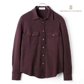 BRUNELLO CUCINELLI / ブルネロクチネリ｜ウールカシミヤシルクハイゲージウエスタンニットシャツ(M3600276)｜（ボルドー）｜ 秋冬 長袖シャツ ニットシャツ ウエスタンシャツ ヴァージンウール カシミア シルク メンズ イタリア アウトレット