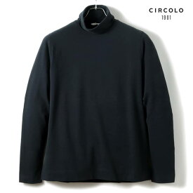 CIRCOLO1901 / チルコロ1901｜コットンストレッチカシミヤタッチジャージー長袖タートルネックカットソー｜（ネイビー）｜ 秋冬 長袖Tシャツ ロンT メンズ イタリア アウトレット