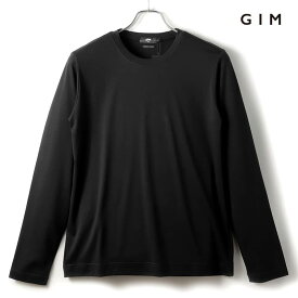 GIM / ジム｜プラチナフェイスコットン長袖クルーネックTシャツ｜（ブラック）｜ 長袖Tシャツ ロンT 長袖カットソー ロングスリーブ 丸首 メンズ ユニセックス 日本製 アウトレット