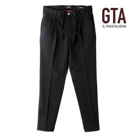 【45%OFF】GTA / ジーティーアー｜コットンループバックジャージードローコード付き1プリーツパンツ(HERRICK JOG/64001)｜（ブラック）｜ エリック ボトムス スラックス ドローコードパンツ イージーパンツ ジャージーパンツ メンズ イタリア アウトレット