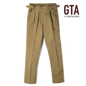 【50%OFF】GTA / ジーティーアー｜製品染めコットンストレッチギャバジン2プリーツグルカカーゴパンツ(GHURKA CARGO/28405)｜（カーキベージュ）｜ 秋冬 ボトムス グルカパンツ ミリタリーパンツ メンズ イタリア アウトレット