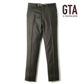 【45%OFF】GTA / ジーティーアーウールサキソニーノープリーツスリムテーパードパンツ(800 SL/17386)（ダークブラウン）/ 秋冬 ヴァージンウール ライトフランネルパンツ ボトムス スラックス スリムテーパードパンツ メンズ イタリア アウトレット