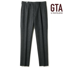 【45%OFF】GTA / ジーティーアー｜ウールジャカード千鳥格子柄1プリーツテーパードパンツ(JACOPO/17827)｜（ブラック×グレー×ダークグリーン）｜ 秋冬 チェックパンツ ウールパンツ ボトムス スラックス メンズ イタリア アウトレット