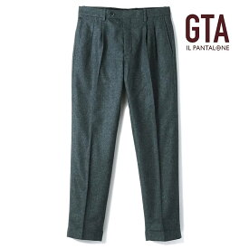 【45%OFF】GTA / ジーティーアーウールナイロンフランネルグレンチェック柄2プリーツテーパードパンツ(LUCA/17849)（ブルー×ブラック）/ 秋冬 チェックパンツ ウールパンツ ボトムス スラックス メンズ イタリア アウトレット