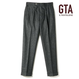 【45%OFF】GTA / ジーティーアー｜ウールナイロンフランネルグレンチェック柄2プリーツテーパードパンツ(LUCA/17849)｜（グレー×ブラック）｜ 秋冬 チェックパンツ ウールパンツ ボトムス スラックス メンズ イタリア アウトレット