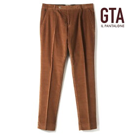 【45%OFF】GTA / ジーティーアー｜製品染めリヨセルコットンストレッチ細畝コーデュロイ1プリーツスリムテーパードパンツ(NIKKO 01/28490)｜（テラコッタ）｜ 秋冬 コーデュロイパンツ ボトムス スラックス メンズ イタリア アウトレット