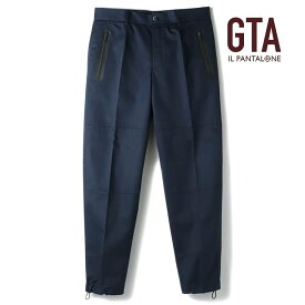 【45%OFF】GTA / ジーティーアー｜ポリエステコットンツイル1プリーツ裾ドローコードパンツ(ROBERTO/60627)｜（ネイビーブルー）｜ ボトムス スラックス イージーパンツ コットン メンズ イタリア アウトレット