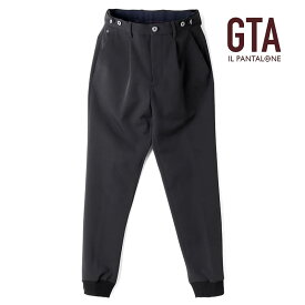 【45%OFF】GTA / ジーティーアー｜ナイロンポリウレタンジャージーサイドアジャスター付き1プリーツリブパンツ(GIORGINO/90036)｜（ブラック）｜ 秋冬 ジョルジーノ ボトムス ジョガーパンツ ジャージーパンツ イージーパンツ メンズ イタリア アウトレット