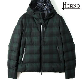 HERNO / ヘルノ｜防水防風透湿ウールギャバジン調ブラックウォッチ柄ファブリックボンバーダウンジャケット(PI198UL/Laminar)｜（ブラックウォッチ）｜ 秋冬 ダウンジャケット ダウンブルゾン ボンバージャケット ラミナー メンズ イタリア アウトレット