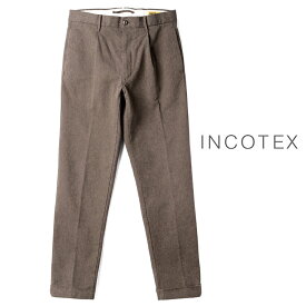 INCOTEX SLACKS / インコテックス スラックス｜製品洗いコットンウールストレッチジャカード1プリーツパンツ(173型/REGULAR FIT)｜（ブラウン基調）｜ 秋冬 ボトムス スラックス チノパン コットンパンツ メンズ イタリア アウトレット