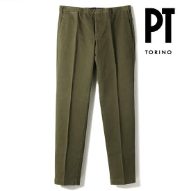 PT TORINO / ピーティートリノ｜製品染めコットンストレッチジャカードノープリーツスリムパンツ(SKINNY FIT)｜（オリーブ）｜ 秋冬 PT01 PTトリノ ボトムス メンズ イタリア アウトレット