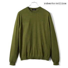 roberto collina / ロベルトコリーナ｜カシミヤシルクハイゲージクルーネックソリッドニット(RM30001)｜（オリーブ）｜ 秋冬 ロべコリ カシミア シルク ロングスリーブニット 長袖ニット クルーネックニット セーター イタリア アウトレット