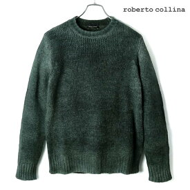 roberto collina / ロベルトコリーナ｜ベビーアルパカナイロンウールローゲージムラ染めクルーネックニット(RM48001)｜（ヴィンテージピーコックグリーン）｜ 秋冬 ベビーアルパカ ウール クルーネックニット 長袖ニット セーター メンズ イタリア アウトレット