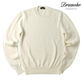 Drumohr / ドルモアコットン8Gミドルゲージクルーネックニット（オフホワイト）/ 春夏 ニット セーター サマーニット サマーセーター ミドルゲージ メンズ イタリア アウトレット