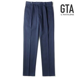 【50%OFF】GTA / ジーティーアー｜製品染めコットンストレッチギャバジン1プリーツテーパードパンツ(JACOPO JP/61403)｜（ネイビー）｜ 春夏 ボトムス スラックス メンズ イタリア アウトレット