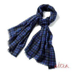 【50%OFF】altea / アルテア｜チェック柄プリントウールストール(2160412)｜（ブルー基調）｜ 【ネコポス対応】/秋冬 マフラー ストール ウール ユニセックス 男女兼用 メンズ アウトレット