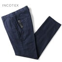 INCOTEX SLACKS / インコテックス スラックス｜製品染めコットンストレッチチェック柄スリムパンツ(100型/SLIM FIT)｜（ネイビー×ブルー）｜ 秋冬 ボトムス スラックス チノパン コットンパンツ メンズ イタリア アウトレット