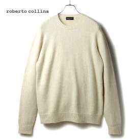roberto collina / ロベルトコリーナ｜ウールベビーキャメル混ミドルゲージシームレスクルーネックニット(RP40301)｜（ライトベージュ）｜ 秋冬 セーター ベビーキャメル エクストラファインメリノウール ホールガーメント メンズ イタリア アウトレット