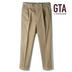 【40%OFF】GTA / ジーティーアー｜コットンストレッチライトツイル2プリーツテーパードパンツ(LUCA/61347)｜（キャメルベージュ）｜ 春夏 ボトムス スラックス テーパードパンツ コットン ギャバジン ルカ 製品染め メンズ イタリア アウトレット