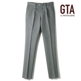 【40%OFF】GTA / ジーティーアー｜ウールメランジトロピカル1プリーツスリムテーパードパンツ(811/50309)｜（メランジグレー）｜ 春夏 ボトムス スラックス ヴァージンウール プリーツパンツ メンズ イタリア アウトレット