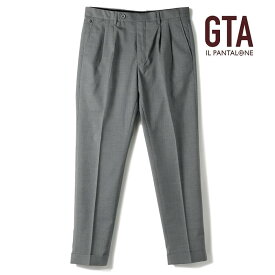 【40%OFF】GTA / ジーティーアーサマーウールトロピカル2プリーツテーパードパンツ(LUCA/50184)（グレー）/ 春夏 ボトムス スラックス ヴァージンウール サマーウーステッド ルカ メンズ イタリア アウトレット