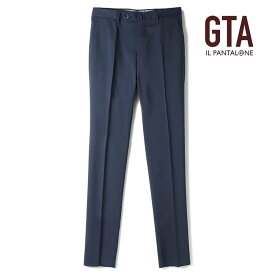 【40%OFF】GTA / ジーティーアー｜ウールポリエステルストレッチ千鳥格子柄ノープリーツスリムテーパードパンツ(800SL ST/50298)｜（ブルー×ブラック）｜ 春夏 ボトムス スラックス ウールパンツ チェックパンツ ビジネス メンズ イタリア アウトレット