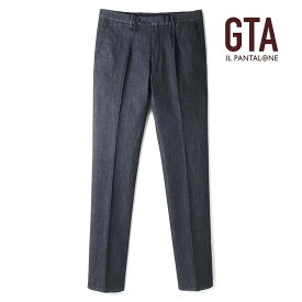 【40%OFF】GTA / ジーティーアー｜1プリーツスリムテーパードコットンストレッチデニムパンツ(811/27721)｜（ディープインディゴ）｜ 春夏 ボトムス スラックス デニスラ デニムスラックス プリーツパンツ メンズ イタリア アウトレット