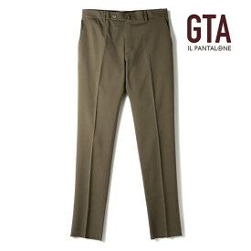 【40%OFF】GTA / ジーティーアー｜ポリエステルウールストレッチトロピカルゴムウエストノープリーツテーパードパンツ(FEDERICO SL/50318)｜（ブラウン）｜ 春夏 スラックス ヴァージンウール ウーステッド ウォッシャブル フェデリコ メンズ イタリア アウトレット