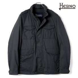 HERNO / ヘルノ｜軽量コットンストレッチM-65型ジャケット(FI0098U)｜（ネイビー）｜ 春夏 ミリタリージャケット フィールドジャケット スプリングアウター メンズ イタリア アウトレット