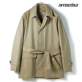 INVERTERE / インバーティアウールライナー付きコットンソラーロベルテッドステンカラーハーフコート(IV202SB25171)（ベージュ）/ バルカラーコート ステンカラーコート ハンティングジャケット ラグランコート メンズ イングランド アウトレット