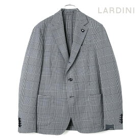 LARDINI / ラルディーニ｜ウールポリエステルコットンストレッチライトツイードチェック柄3Bジャケット(ADVANCE)｜（ダークネイビー×ホワイト）｜ 春夏 アドヴァンス テーラードジャケット ブレザー ビジネス メンズ イタリア アウトレット