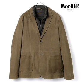 【50%OFF】MOORER / ムーレー｜ダウンベスト型ライナー付スエード2Bジャケット(IVAN-UR)｜（ELEFANTE）｜ 春夏 レザージャケット ダウンベスト 3WAY メンズ イタリア アウトレット